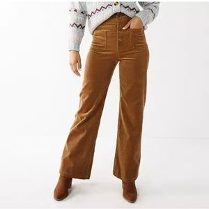 So Super High Rise Wide Leg Brown Corduroy, Size 9 pants